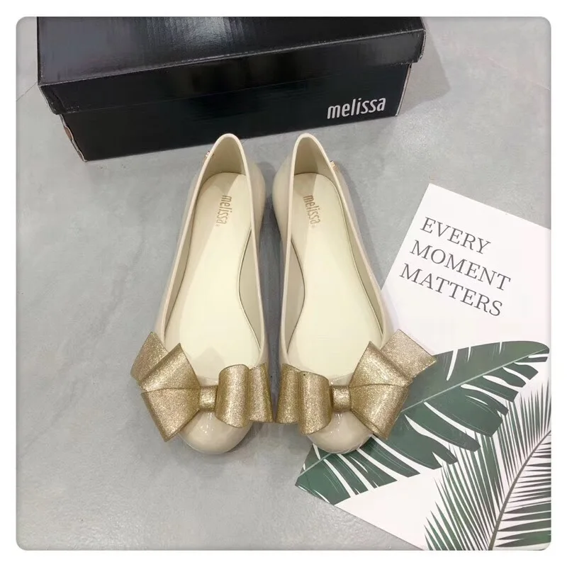 beige Melissa/Женская обувь; Новинка года; женские сандалии на плоской подошве с бантом; Брендовая женская обувь melissa; прозрачные сандалии; женская прозрачная обувь - Цвет: beige