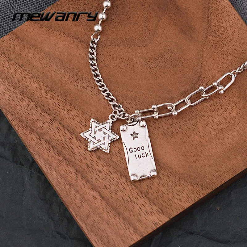 

Mewanry 925 Steamp Necklace for Women New Fashion Vintage Party Six-Pointed Star Pendant Couples Jewelry Birthday Gifts