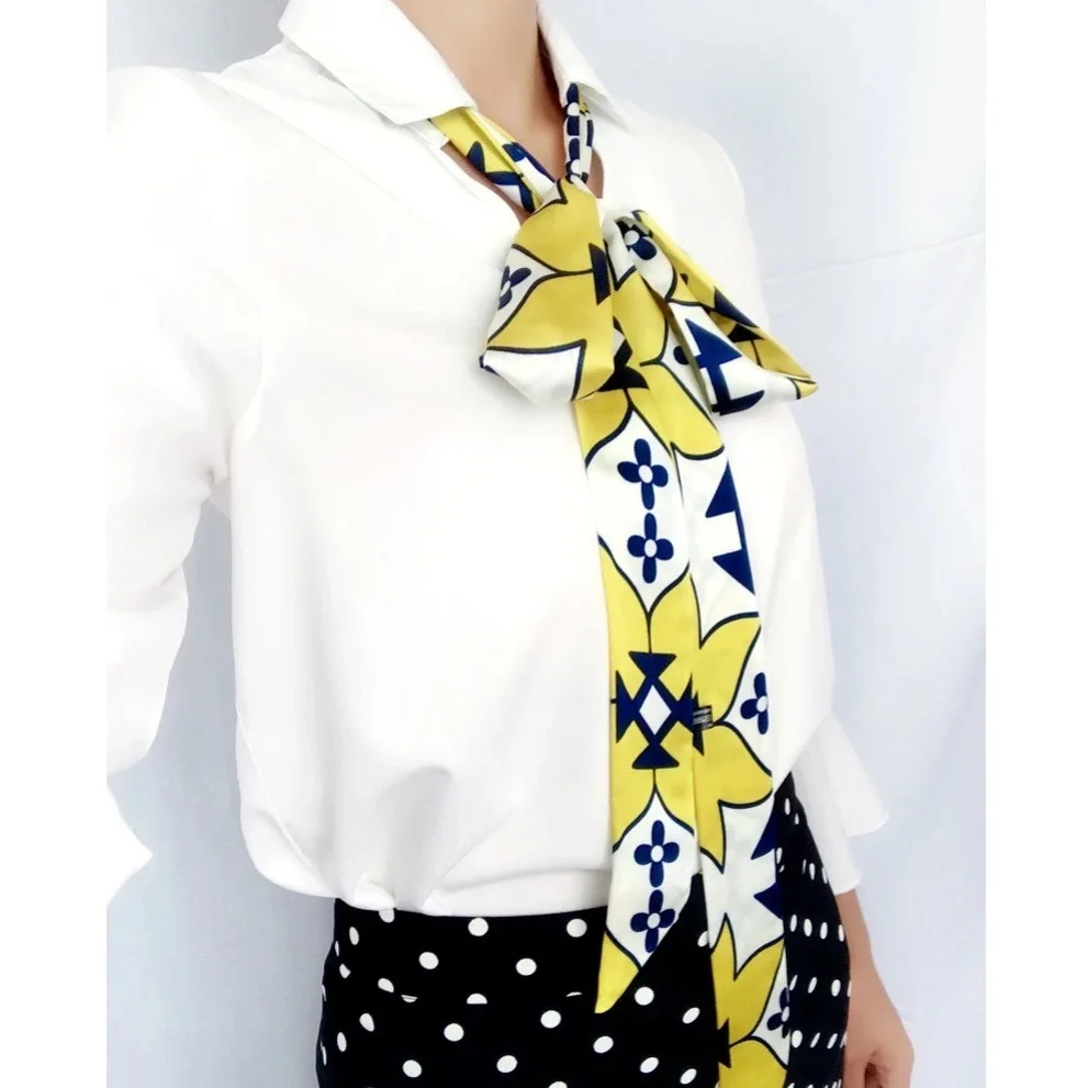 Женский маленький длинный атласный Шелковый женский шарф полосатый головной