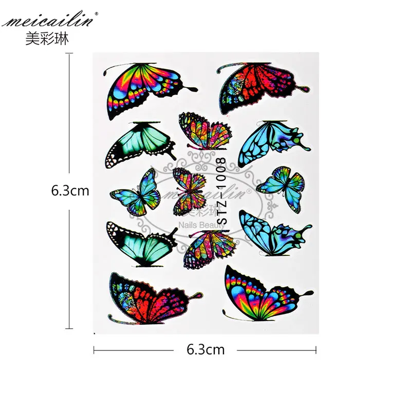 1Set Colorful Slider Flower Butterfly Designs Nail Art Stickers Watermark DIY Water Transfer Decals Tips Manicure Tool | Красота и