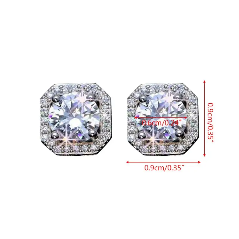 

Crystal Square Rhinestone Stud Earrings Silver Plating Jewellery Gift for Woman Girl