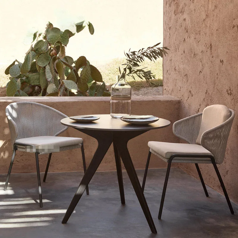 

Outdoor Table Chair Garden Rattan Balcony Simple Leisure American Country Iron Dining Combination Furniture