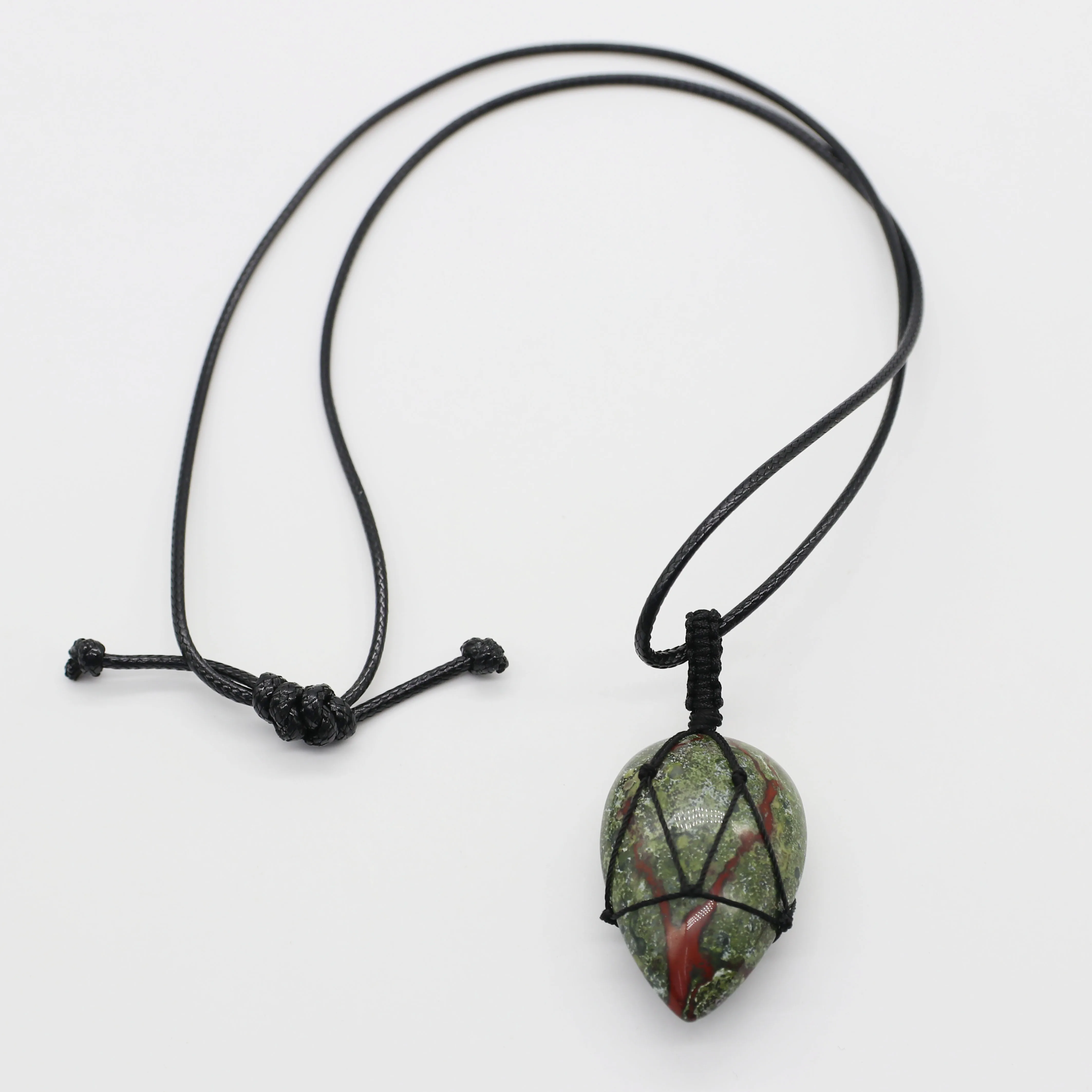 Новый дизайн Овальный Кулон из натурального камня регулируемый шнур ожерелье