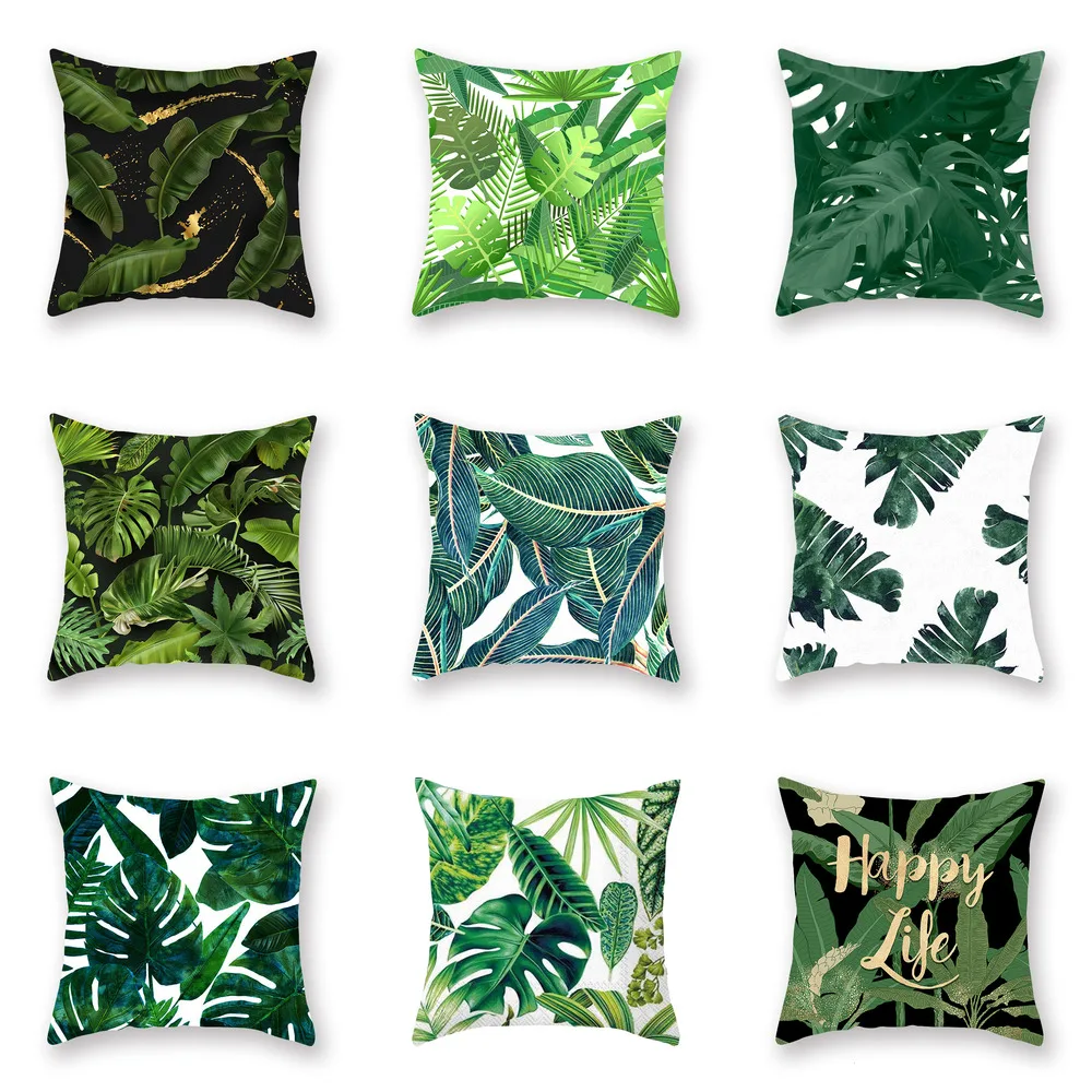 Повседневная наволочка с принтом зеленых растений квадратное украшение дома из
