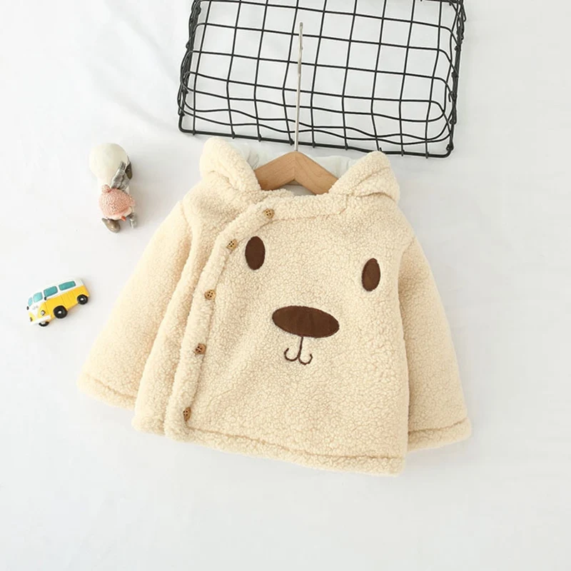 Детские теплые зимние парки из плотного флиса с капюшоном и ушками для