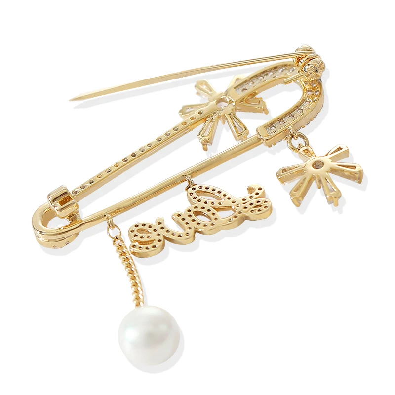 Роскошная женская брошь с искусственным жемчугом и фианитом | Украшения