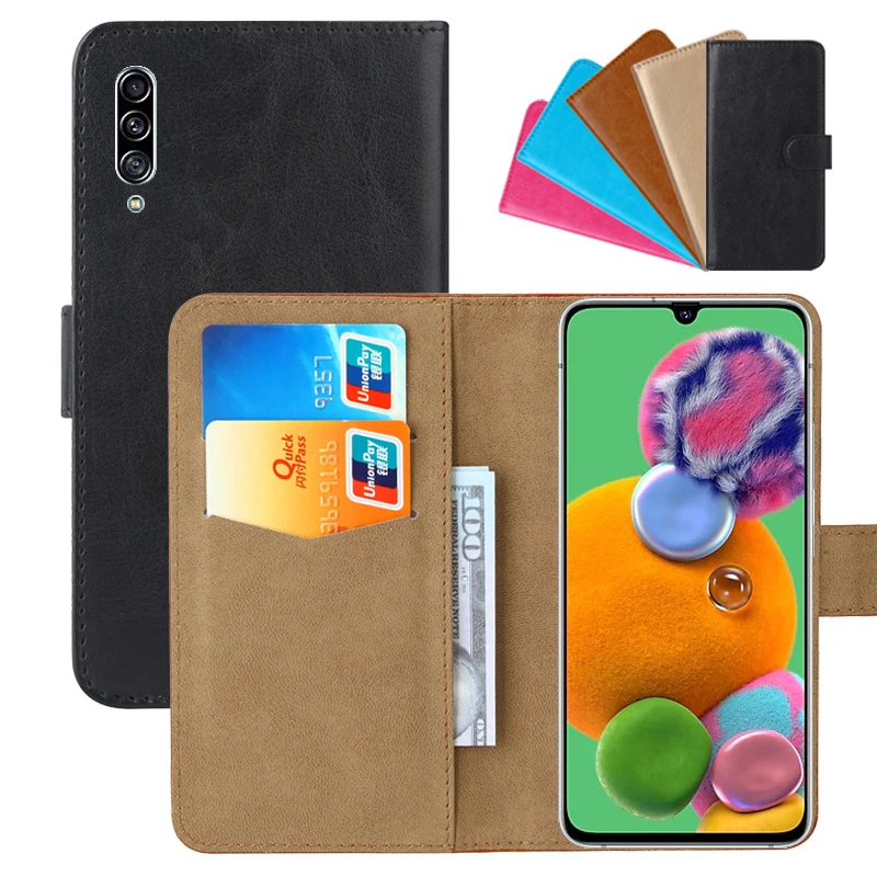

Luxury Wallet Case For Samsung Galaxy A90 5G PU Leather Retro Flip Cover Magnetic Fashion Cases Strap