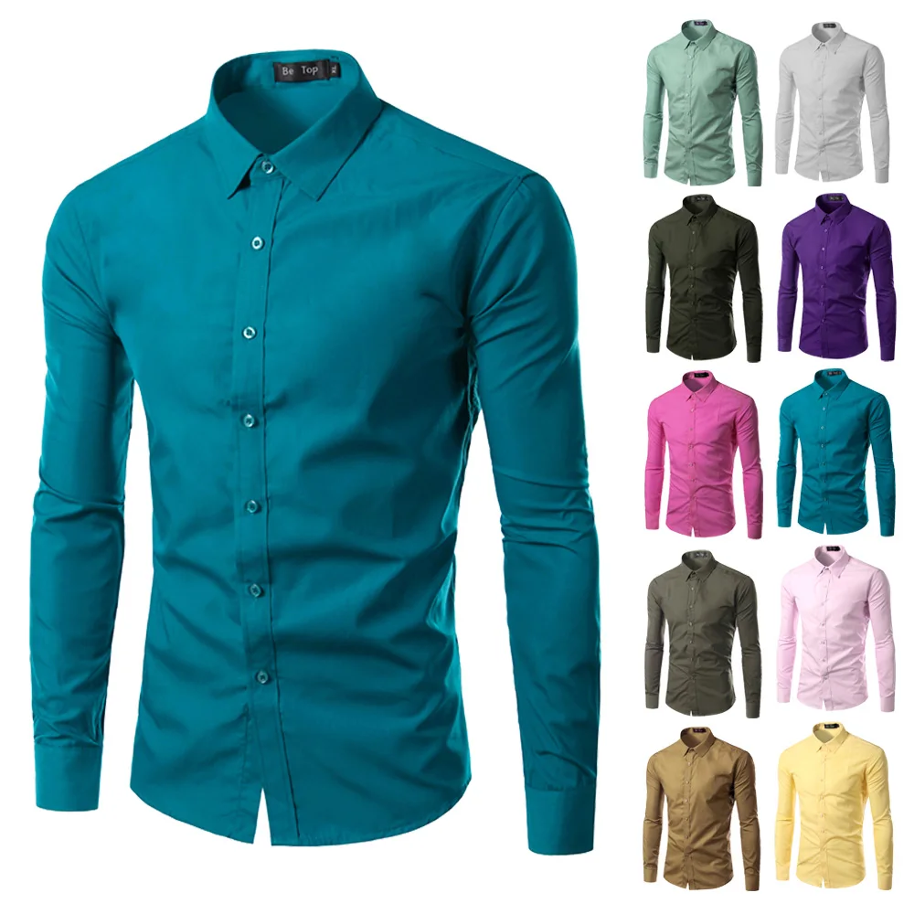 Модная брендовая мужская рубашка с длинным рукавом Camisa Masculina Мужская одежда