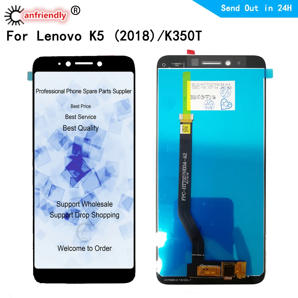 Pantalla LCD de 5,7 pulgadas para Lenovo K5 2018 K350T, m&oacute;dulo de digitalizador con sensor de pantalla t&aacute;ctil, montaje de marco, piezas de repuesto-0