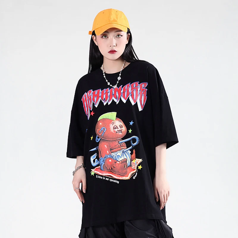 

T-Shirt Mens Oversized Creative Print Tees Unisex Hiphop Short Sleeve tshirts 2021Summer O-Neck T shirts 100%Cotton Couple Tops