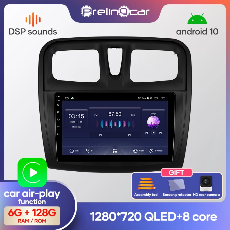 Автомагнитола Prelingcar Android 10 2 din DVD мультимедийный видеоплеер GPS навигация для Renault