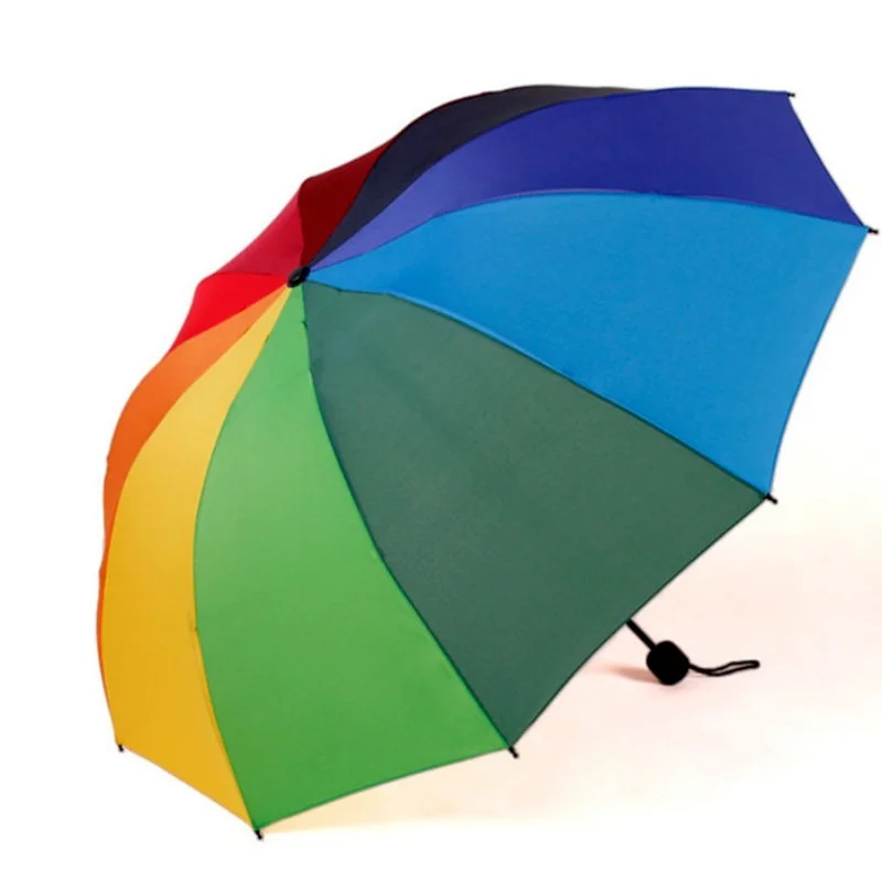 

Rainbow Fold Umbrella Women and Men Non-automatic Umbrella Popular Creative Three Folding Adults Children Umbrella