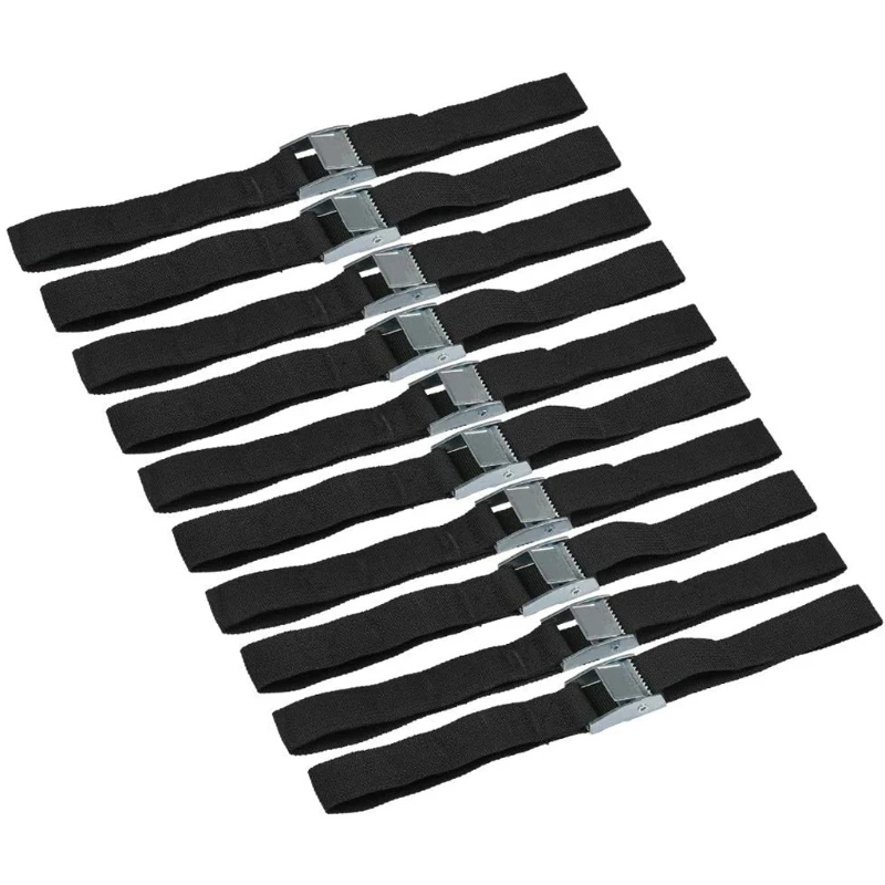 

10 Pcs Black Lashing Straps with Clamping Lock Heavy Duty Fastening Straps for Motor Bicycle Luggage Fixing Tool