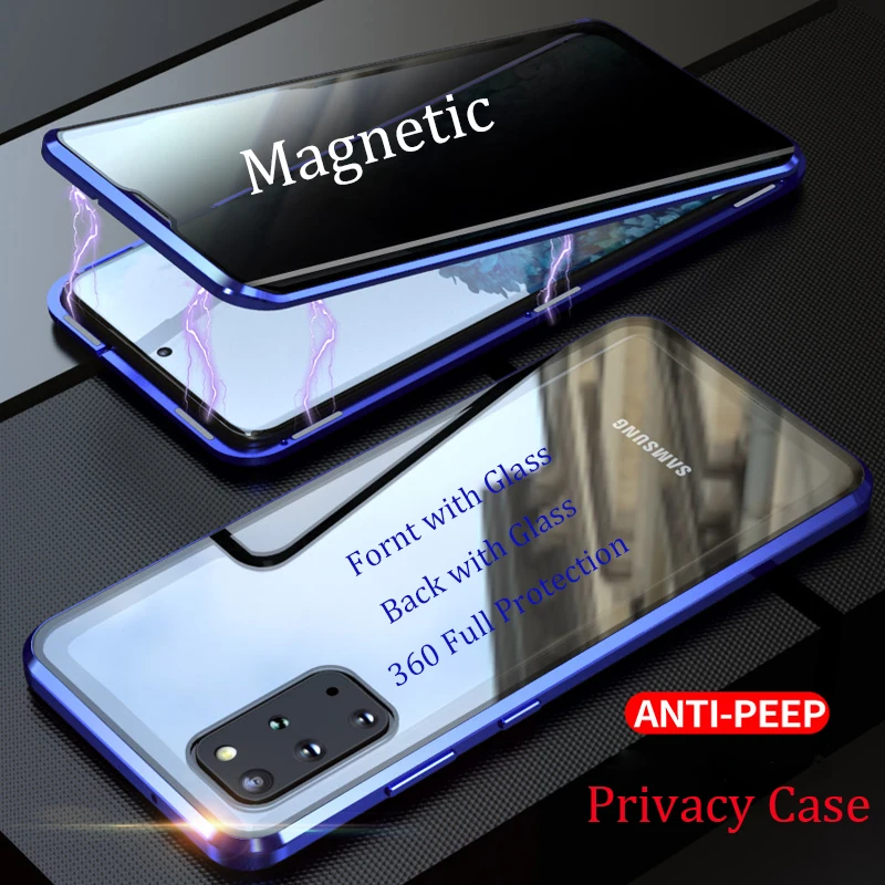 

New Privacy Magnetic Case For Samsung Galaxy S20 Ultra Note 10 Plus A41 A51 A71 A81 A91 A21S A70 A50S A30 Tempered Glass Cover