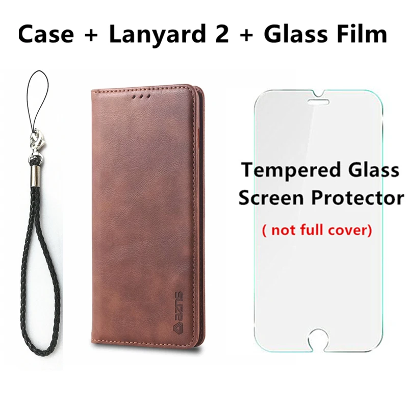FGW Brown Glass Film AZNS Магнитный Привлекательный чехол для телефона для huawei Honor 20 Pro Honor20 из искусственной кожи чехол для huawei Honor 20 Ретро кошелек Чехол в виде ракушки - Цвет: FGW Brown Glass Film