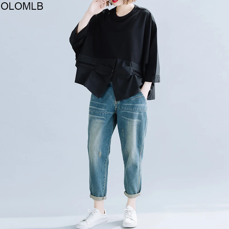 Женская Повседневная пляжная футболка модная Свободная рубашка туника большого