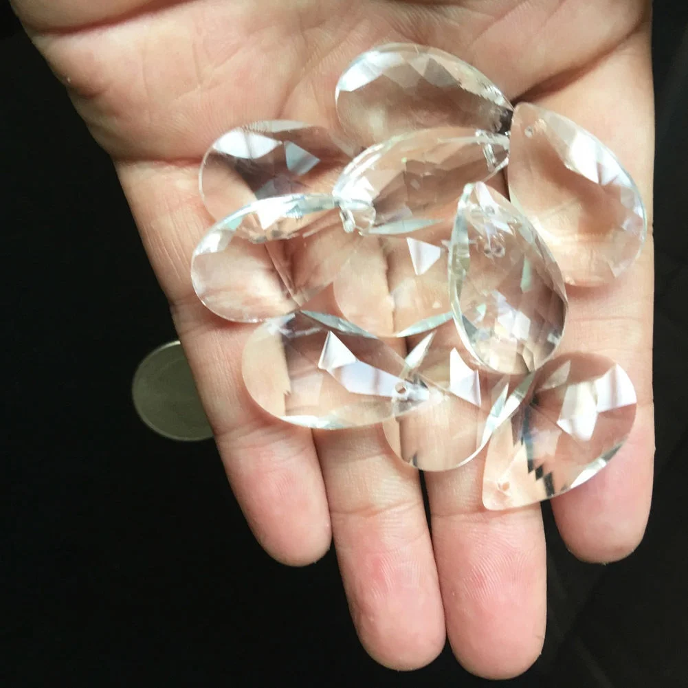 10PCS 28mm Tear Drop Crystals Prism Sun Catcher Clear Glass Chandelier Crystal Parts DIY Hanging Pendant Jewelry Spacer Faceted images - 6