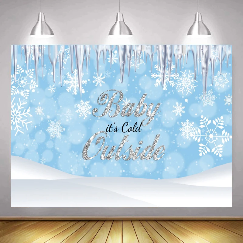 

Winter Frozen Snowflake Newborn Photography Backdrops Baby Kids Birthday Snowfield Party Table Wall Decor Backgrounds For Photo