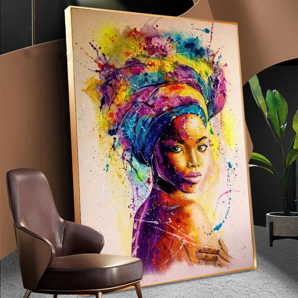 

Watercolour African Woman Portrait Posters And Prints Abstract Painting Picture On Canvas Wall Art For Living Room Decoration