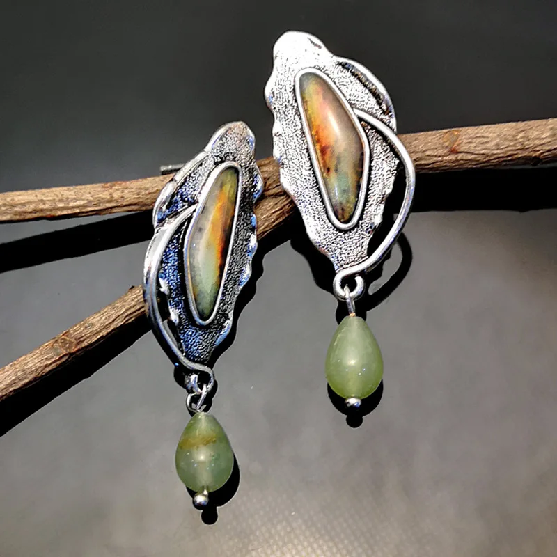 Boho Abalone серьга ракушка для женщин винтажный серебристый лист Геометрическая богемная подвеска в виде капли воды серьги Z5D320