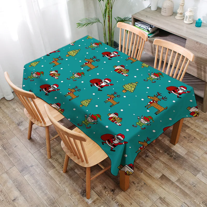 

European and American style home decoration Christmas series polyester pattern printing washable tablecloth