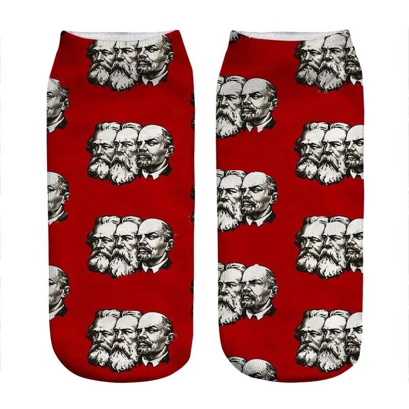2021 женские носки кавайные с принтом Энгельса и Ленина Харадзюку счастливые