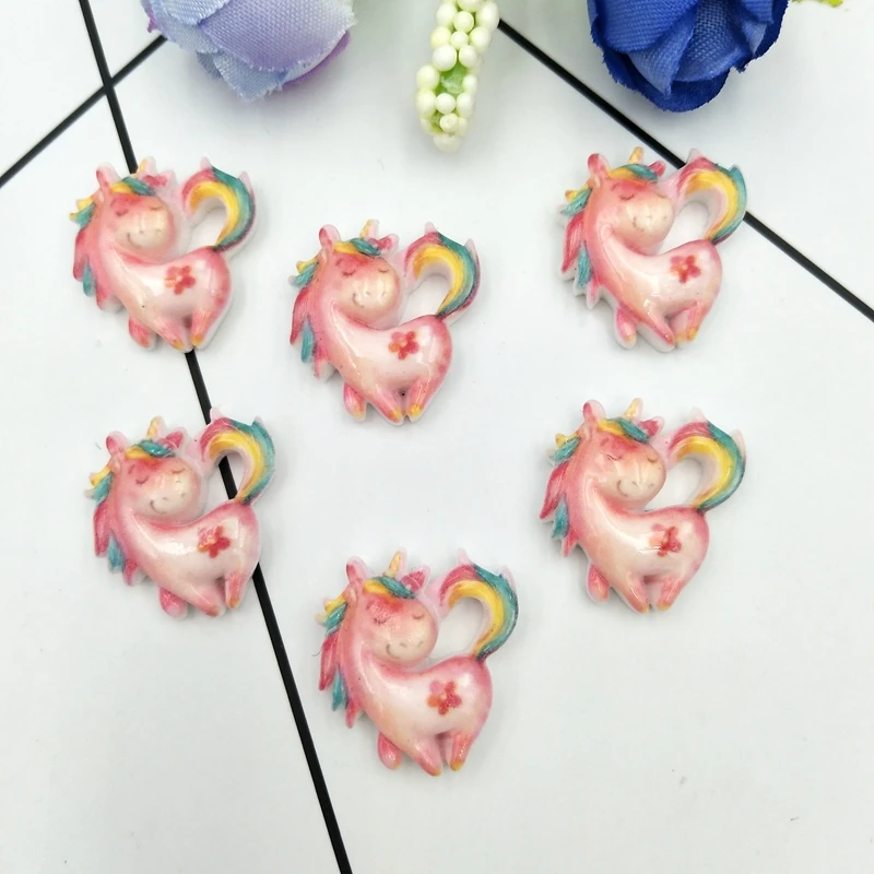 20 шт. Kawaii Смола единорог с плоской задней частью кабошоны из смолы DIY Скрапбукинг