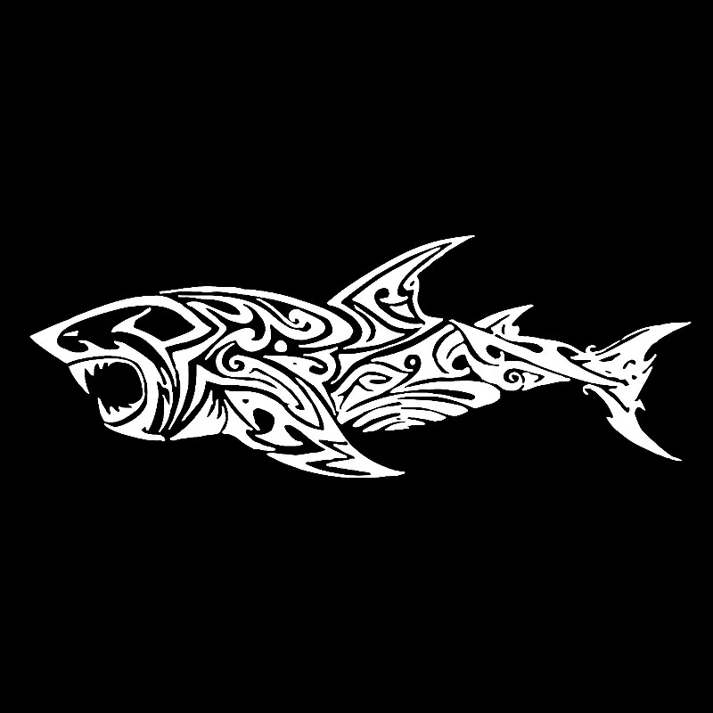 

YJCar Sticker Fish Tribal Tattoo Shark Decor Art Vinyl Decal Black/Silver Waterproof sunscreen 16.7CM*7.9CM