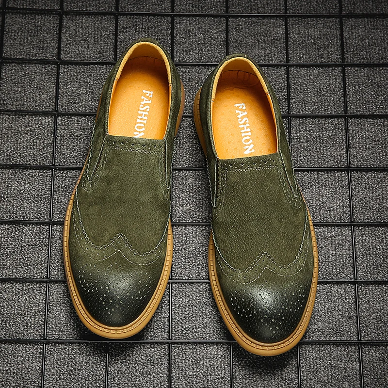 

2020 Fashion Leather Men Shoes Casual Men Shoes Genuine Leather Loafers Male Breathable Flat Vintage Dropshipping Loafers