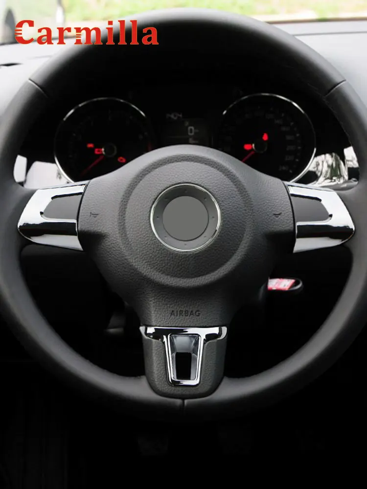 ABS хромированный чехол для руля, наклейка, чехол для Volkswagen VW GOLF 6 MK6 POLO JETTA MK5 MK6 Bora, аксессуары для стайлинга автомобилей