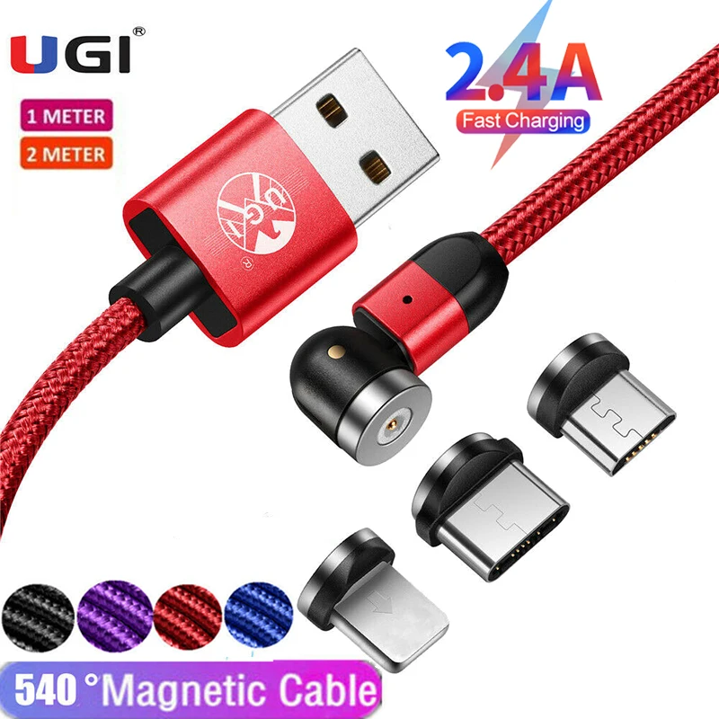 УГИ 3 в 1 360 ° 2.4A Быстрая зарядка Магнитный кабель для IOS Type C USB зарядный Micro