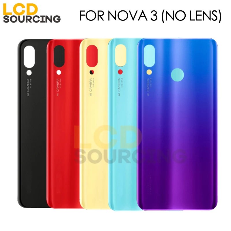 6," Крышка батарейного отсека для huawei Nova 3 Задняя стеклянная крышка батарейного отсека+ объектив камеры для Nova 3 задняя крышка чехол Замена