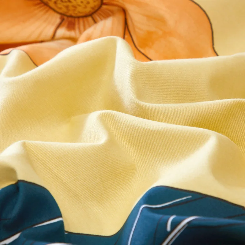 

Cotton Ecological Abrasive Flower Printing Bedding Set Duvet Cover Set Bed Linen Pillowcase pillow Fitted Sheet HomeTextile 4PCS