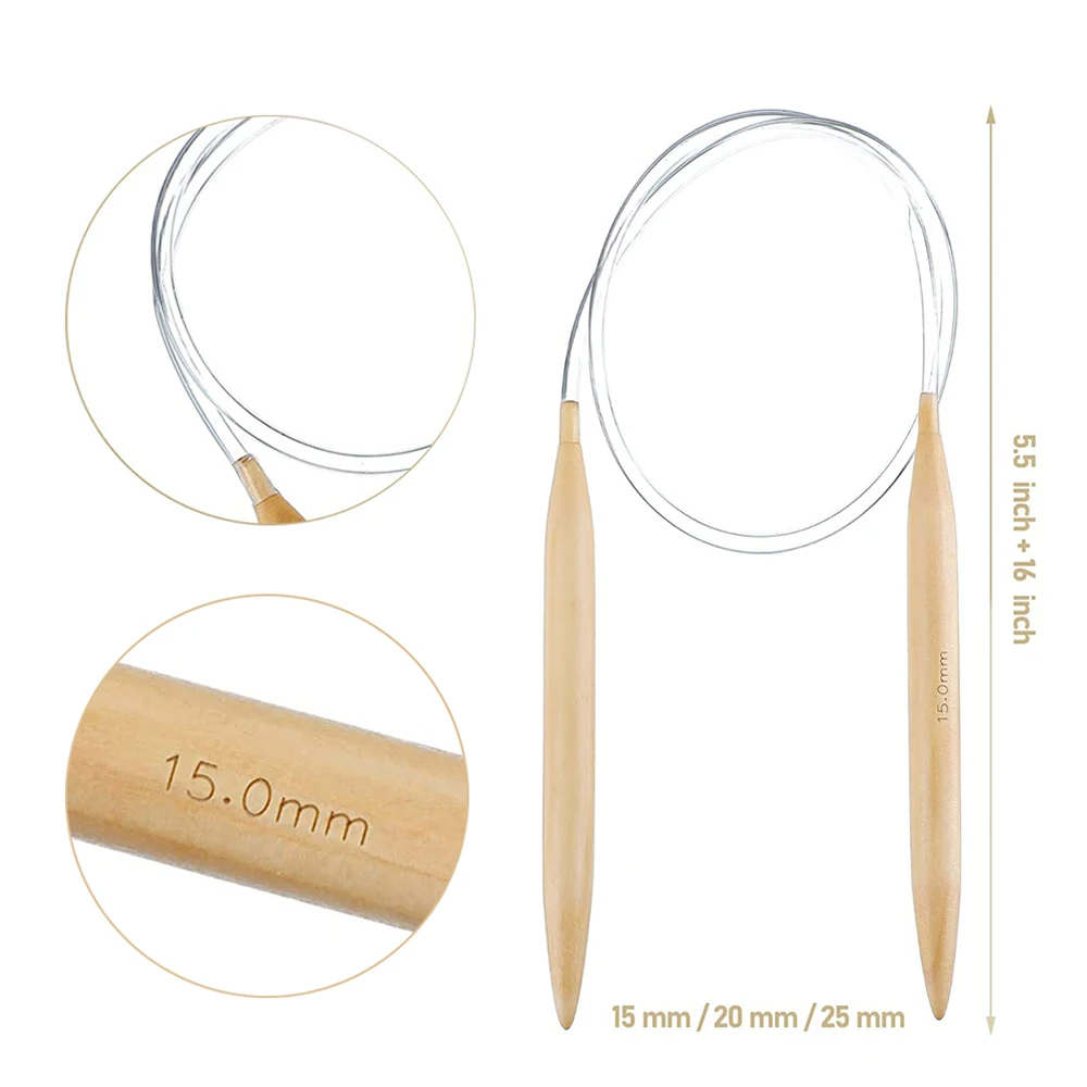 Набор круглых спиц для вязания 3 шт. большие спицы сделай сам с сумкой хранения и