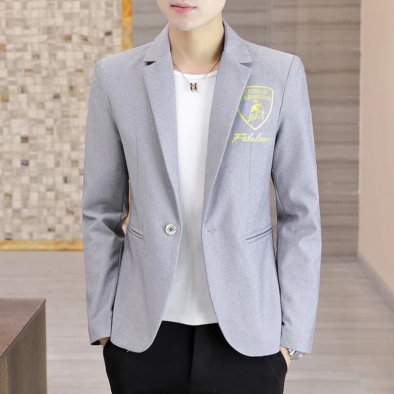 

2021 Autumn New Men Blazers Fashion Business Casual Suit Jacket Wedding Street Wear Social Slim Fit Dress Coat Men Clothing