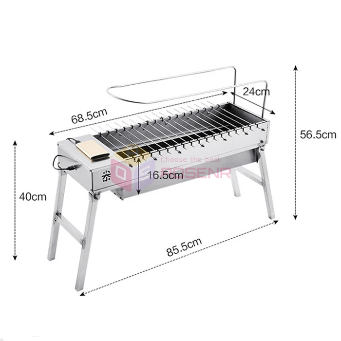 Складной гриль для барбекю электрический из нержавеющей стали с питанием от USB и
