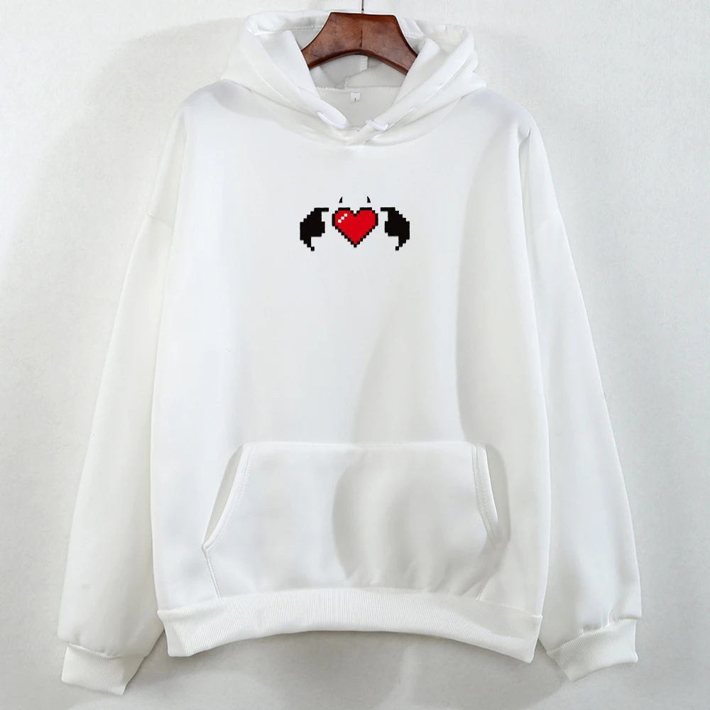 Корейские толстовки в форме сердца ангела Женское зимнее милое плотное