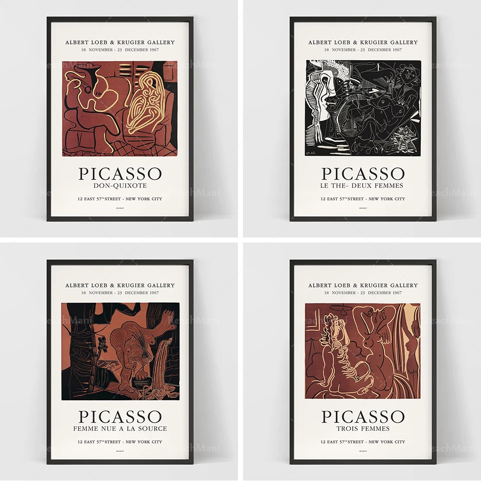 

Pablo Picasso (Pablo Picasso) Retro utstÃ¤llningsaffisch (Picasso tvÃ¥ kvinnor) Affisch / spansk konst / abstrakt tryck