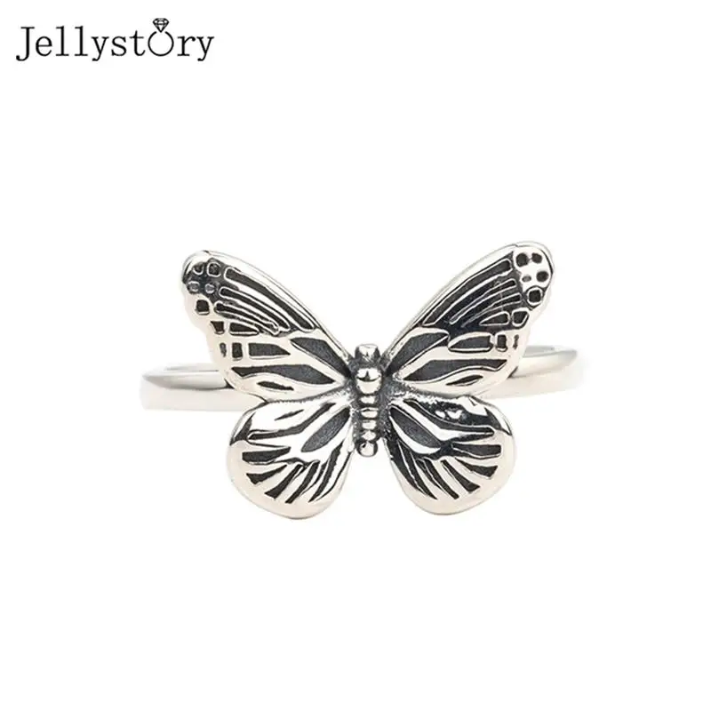 

Jellystory Vintage 925 Sterling Silver Rings For Women Butterfly Unique Design Wedding Anniversary Fine Jewelry Female Gifts