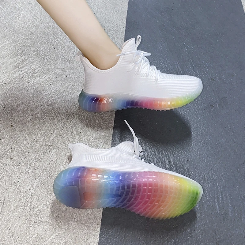 

Autumn 2020 Korean version of knitting hot style jelly bottom flying shoes sneakers running shoes women (walker)