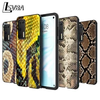 snake skin art silicone phone case for huawei p30 p20 p40 lite e pro p smart z plus 2019 p10 p9 lite black cover