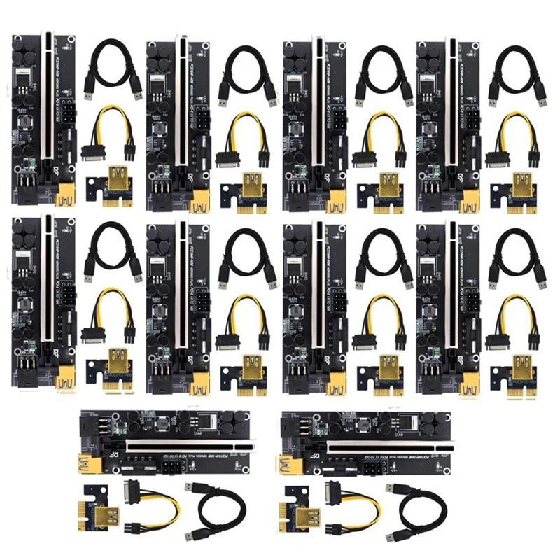 

Upgraded VER009S Plus PCI-E PCIE Riser Card Ver 009S USB 3.0 SATA 15Pin to 6Pin Adapter for BTC Mining Miner