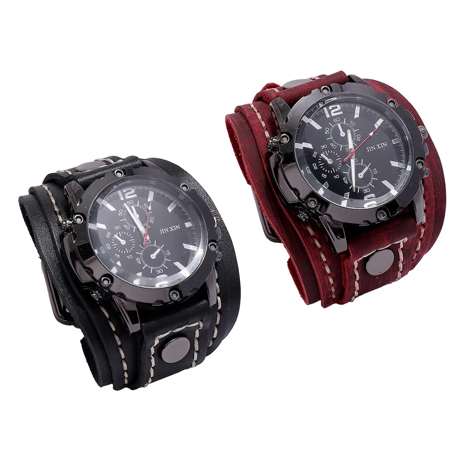 

Punk Vintage Men Wristwatch Male Watch Bangles Adjustable Leather Strap Watch Band Comfortable Quartz for Boyfriend Colleagues