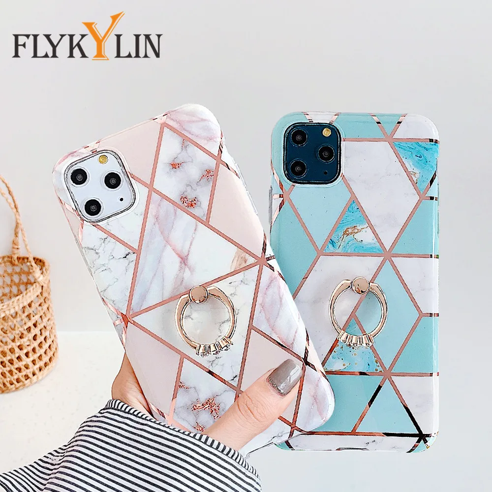 Чехол FLYKYLIN с кольцом держателем для iPhone 11 Pro Max XS XR 6 6s 7 8 Plus SE 200 12 силиконовый