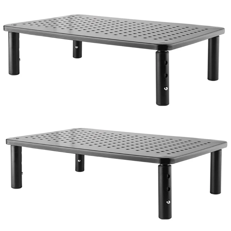

2 Pack Laptop PC Monitor Stand with Sturdy Black Metal Construction for Computer Monitor IMac Stand or Computer Shelf
