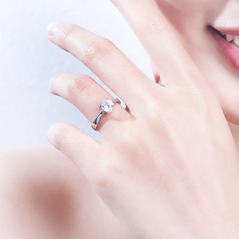 18K Белое Золото GIA бриллиантовое обручальное кольцо для женщин Solitaire 0.3ct H/SI1 круглая огранка Роскошная Свадебная лента на заказ