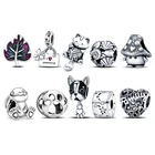 Серебряные шармы-бусины подходят для Pandach оригинальный браслет для женщин Серебряный цвет черный кулон серии diy Ювелирные изделия горячая Распродажа 2021