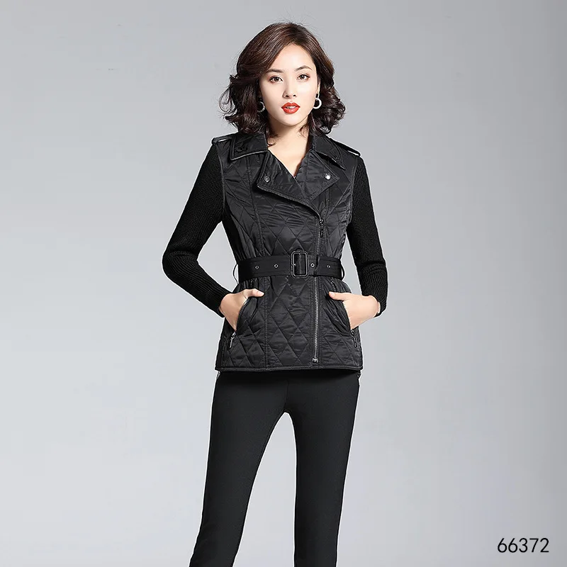 2019 Женская куртка Осень-зима модная теплая с талией на молнии однотонная