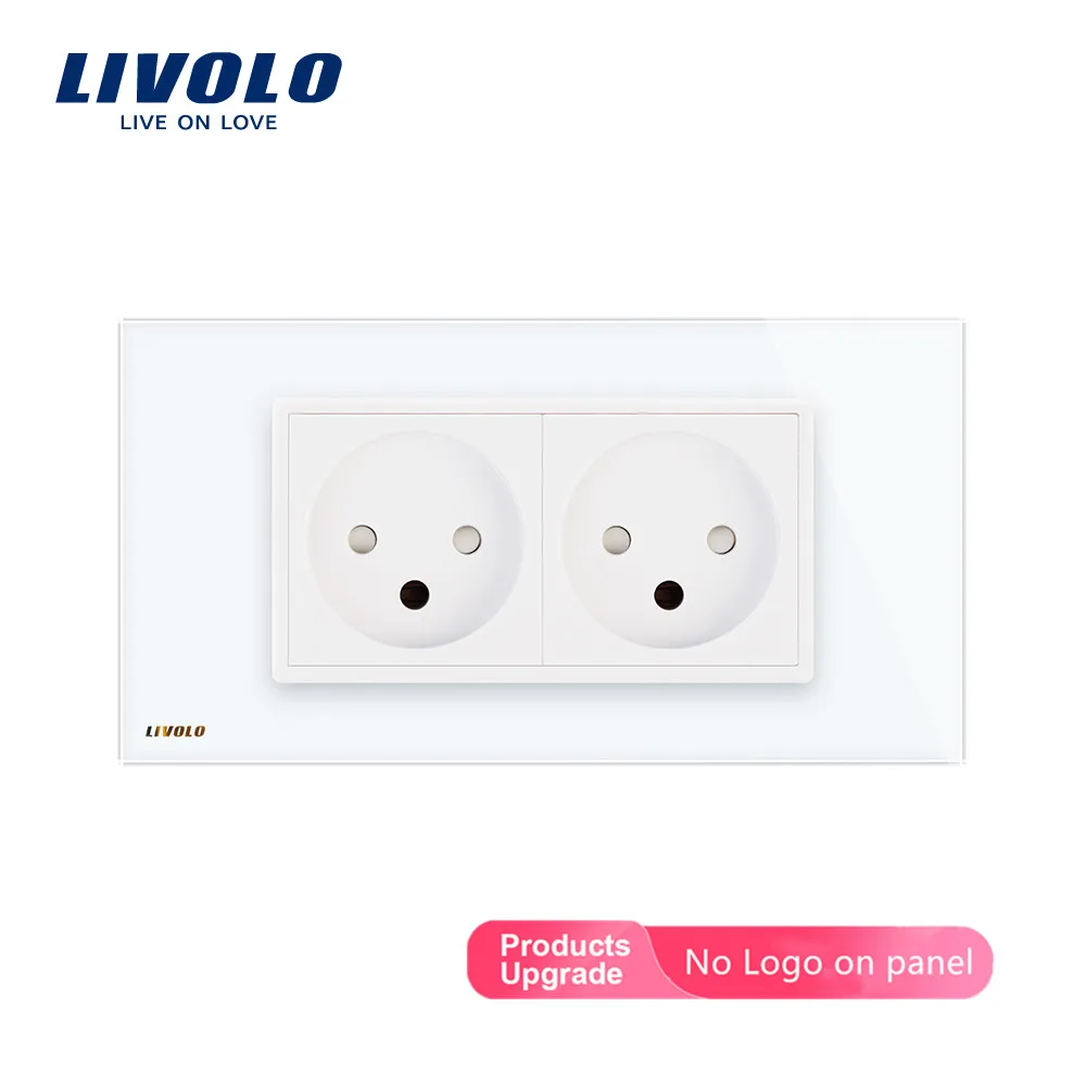 LIVOLO prise двойная Israel мощность 16А розетка, закаленное белое/черное стекло панель, AC 100~ 250 В, Siamesed дизайн, без логотипа