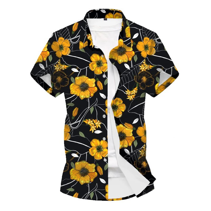 

Рубашка мужская с коротким рукавом, Пляжная блуза Slim Casual с принтом, весна-лето 2020